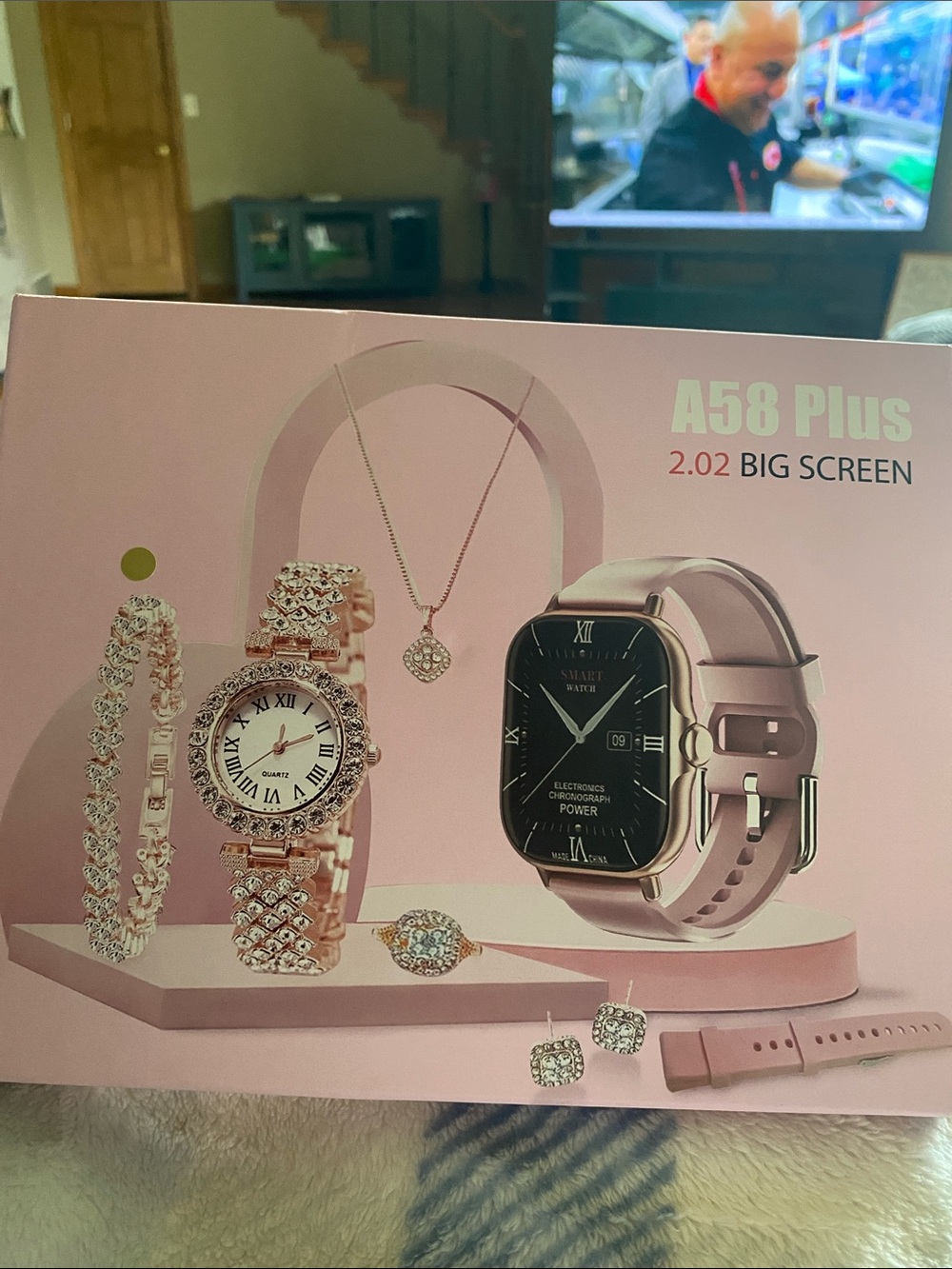 A58 Plus Smartwatch with Rose Gold Jewelry Accent